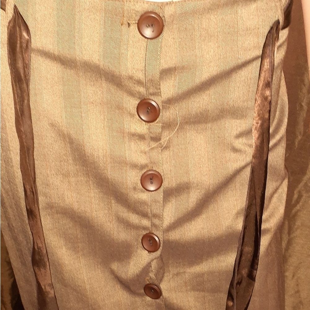 Chocolate Button Down Pencil Skirt - Picture 2 of 2